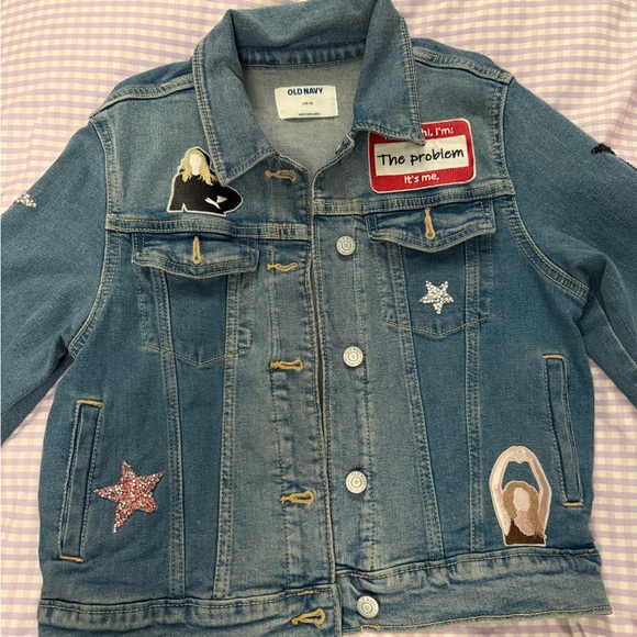 Old Navy Kids Denim Jacket with Taylor Swift Pop Star Patches